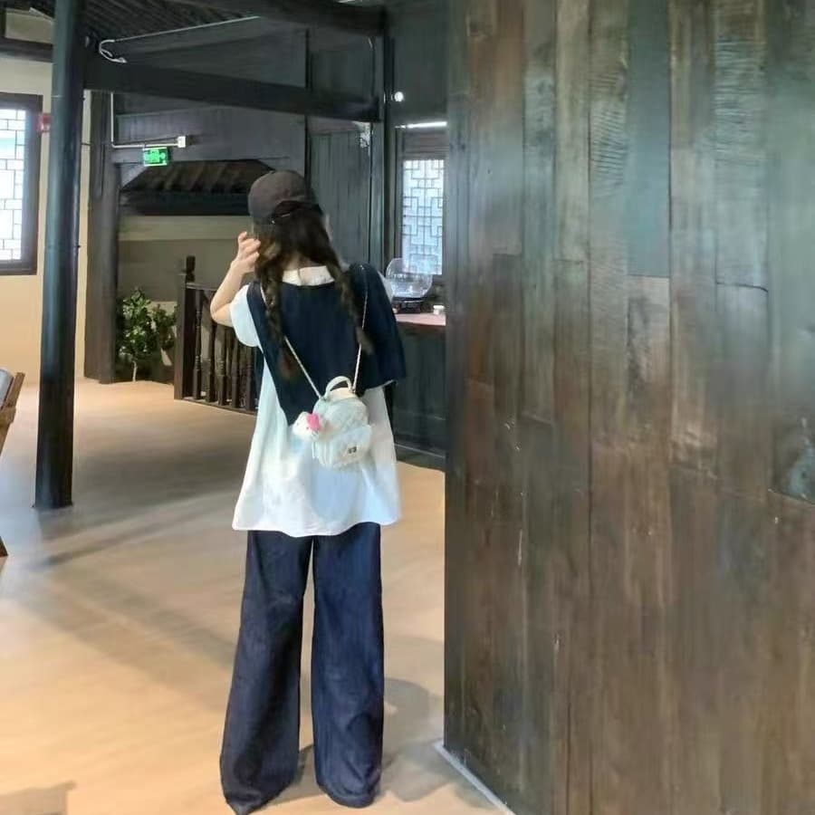 구멍 사실 귀 찮 나 만 루오 릴리 달콤함 거품 소매 반팔 티셔츠 여성 새로운 루즈핏 작은 키 맨위 이미지 5