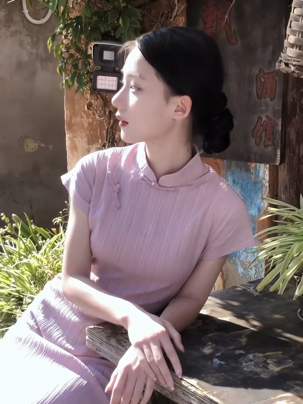 아모이 소녀 문예 단색 작은 청신 레트로 영 섹션 중화 민국 바람 향상된 버전 학생 치파오 드레스 상세 이미지 4