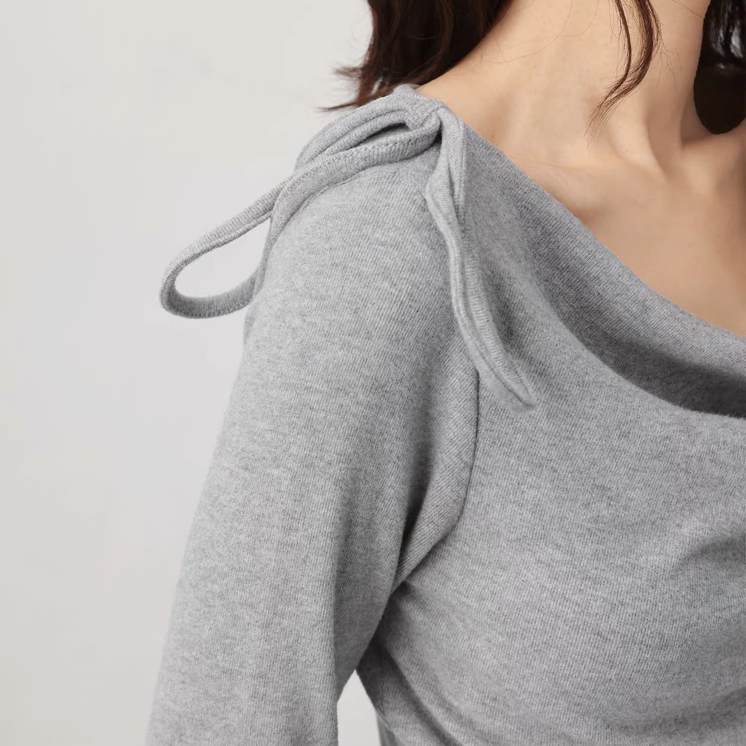 사랑 장미 빅 사이즈 긴팔 티셔츠 여성 긍정적 인 어깨 기본 셔츠 인사이드 가져 가라. 디자인 센스 지방 mm 봄 회색 흔들다 칼라 맨위 이미지 5
