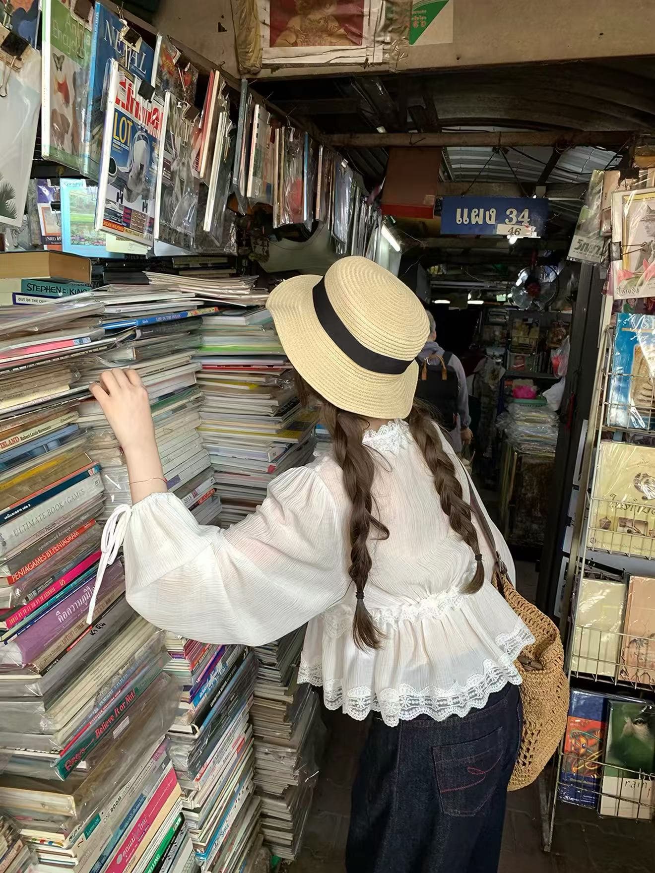 im ~까지 중년 로코코 라이 경기 서울 혼방 질감 센스 벌룬 소매 맨위 여성 레이스 작은 셔츠 이미지 3