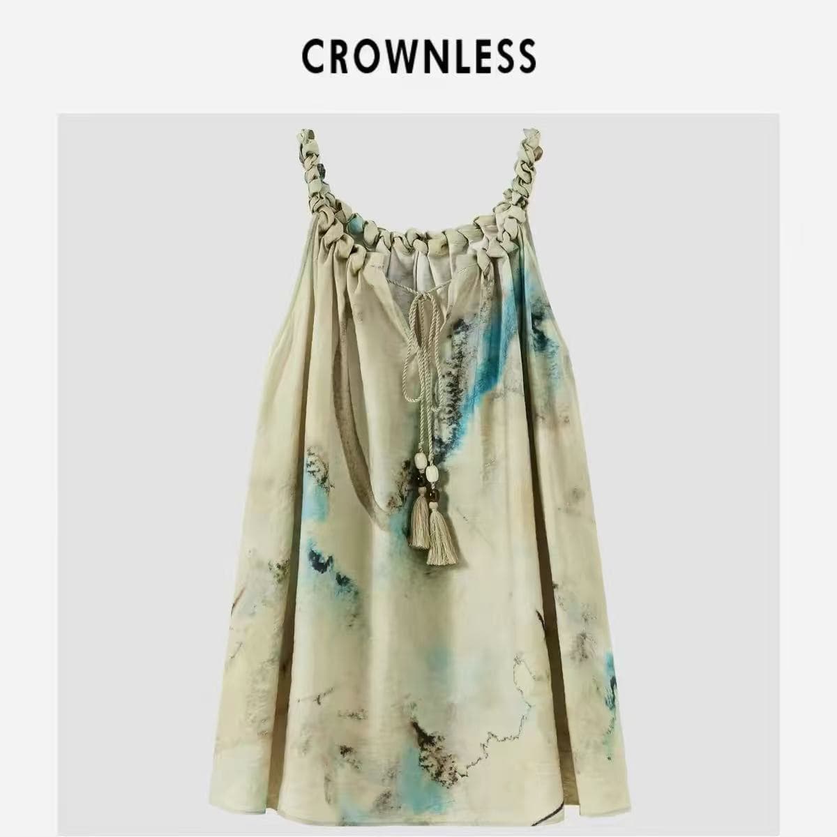 crownless 아니요 왕관 26 여름 신제품 조용한 럭셔리 새로운 중식 뽕나무 누에 실크 모달 비즈 비틀림 칼라 슬립 상세 이미지 2