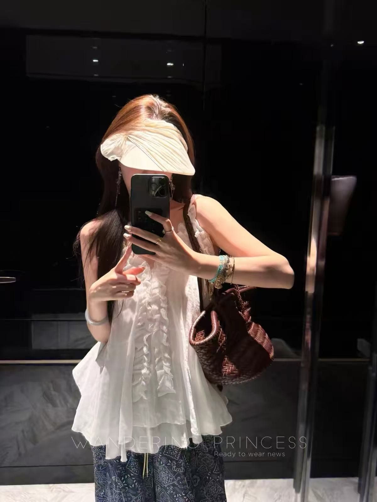 돈 미 서부 무거운 작업 26 쌀 오른쪽 실크 보라색 민소매 여성 셔츠 라미 프릴 슬립 인형 셔츠 여름 여성 이미지 2