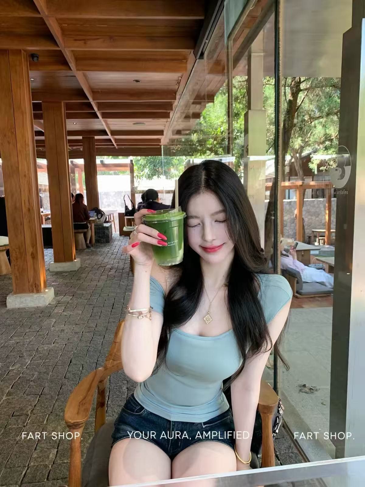 farte shop 소녀 기획 비스듬한 어깨 백리스 얇고 가벼운 티셔츠 벨트 가슴 패드 여성 봄 여름 몸매 가꾸기 맨위 상세 이미지 1