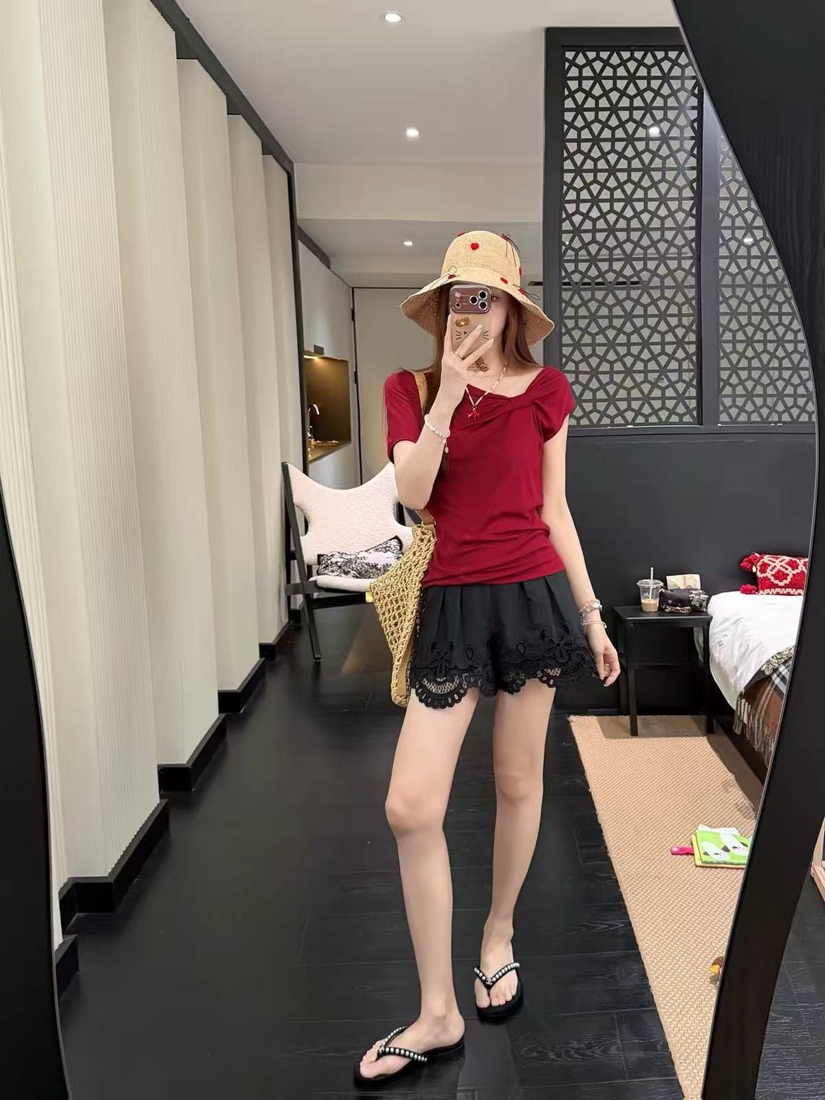 장 수렴성의 수렴성의 26 여름 한여름 열정 레트로 여성 주님 빨간색 라이 경기 서울 훌륭함 수 있습니다. 실크 티셔츠 상세 이미지 1