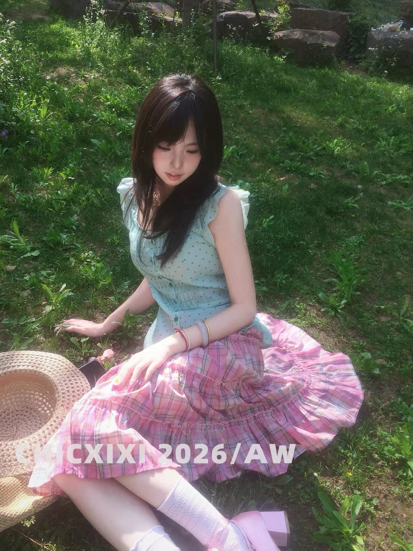 샤오 저우 급우 일본식 하우스 멩 신선함 학원 스타일 녹색 도트 무늬 Feifei 소매 셔츠 여름 새로운 자이언트 잘 생긴 상세 이미지 1