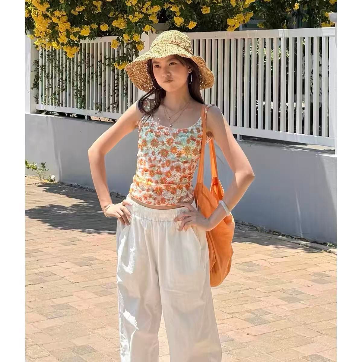 아메리칸 디자인 센스 순수한 욕망 바람 도파민 꽃 조끼 여성 여름 휴가 바람 외출용 민소매 달콤한 자매 맨위 상세 이미지 2