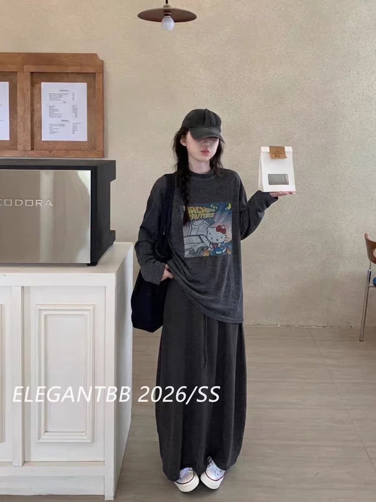 elegantbb 26ss 이른 가을 한국 스타일 chic 고급 센스 잉크 소매 맨위 여성 루즈핏 캐주얼 다용도 긴팔 이미지 4