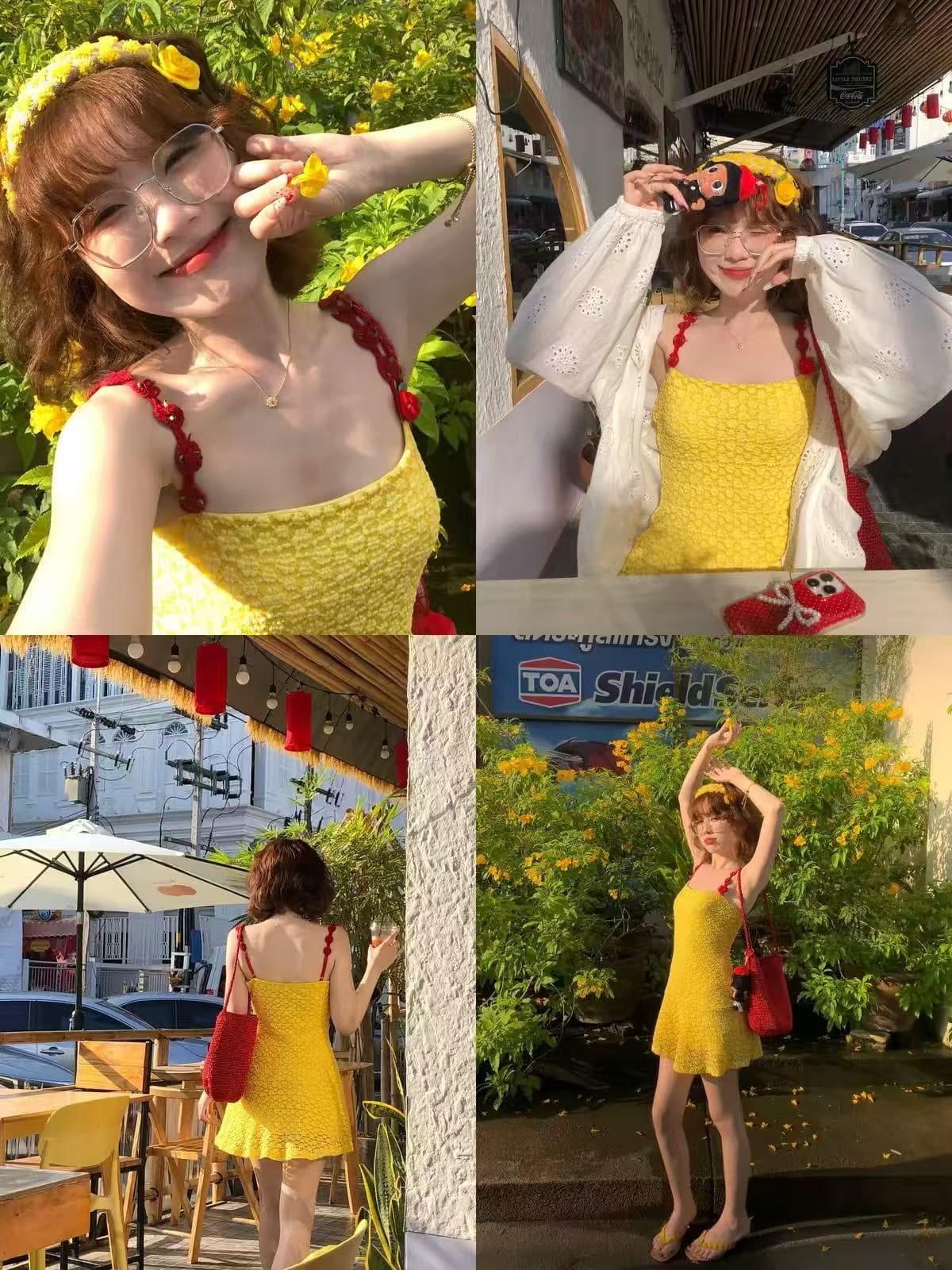 alittle 어질러 놓은 벚꽃 잉여금 여름 오리지널 편집 꽃 어깨끈 슬립 드레스 미니 스커트 여름 이미지 4