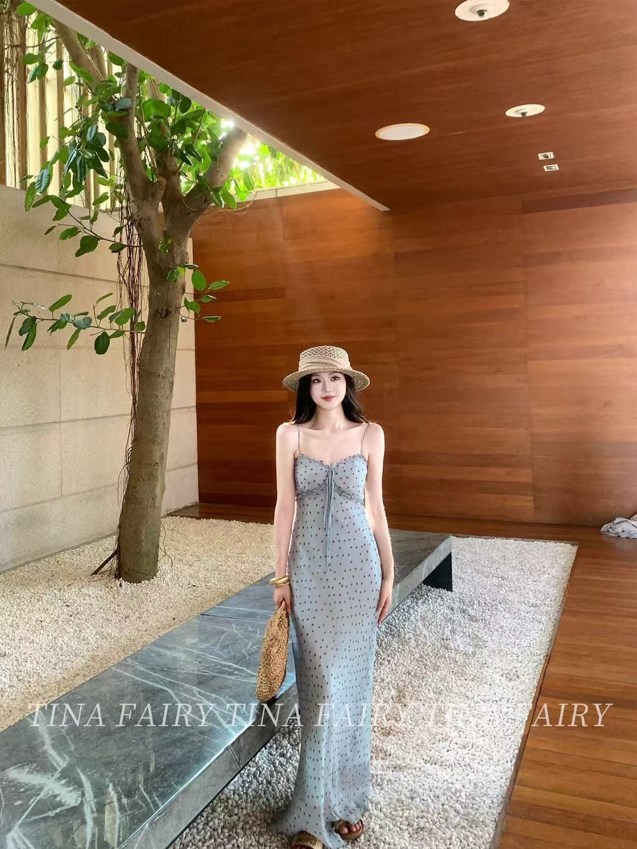 tina fairy 섬 일기 파란색 도트 무늬 치마 상세 이미지 2