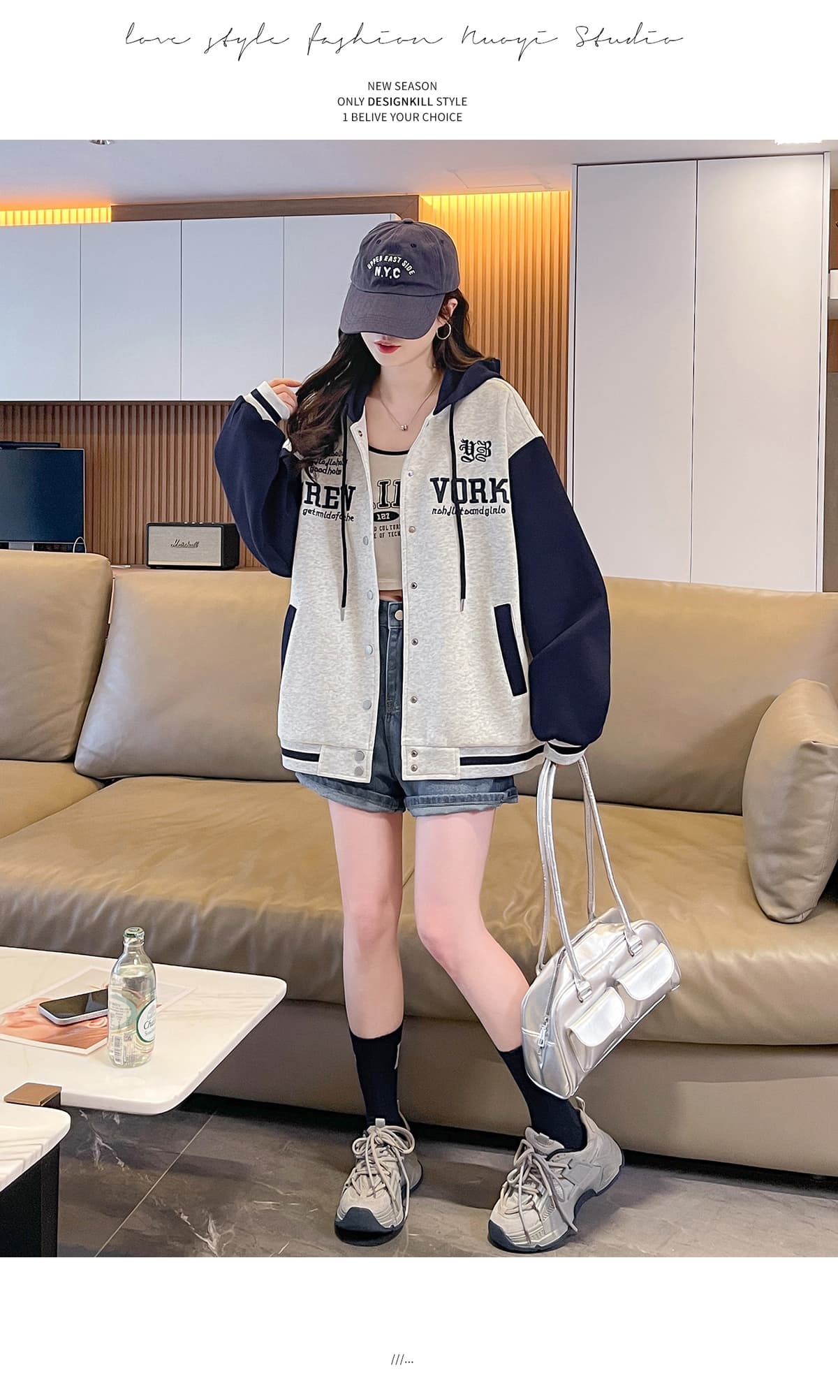 실사 964# 여성 재킷 봄 가을 2026 새로운 초기 고등학생 후드 야구 유니폼 알파벳 자수 있음 끼우개 리 상세 이미지 16