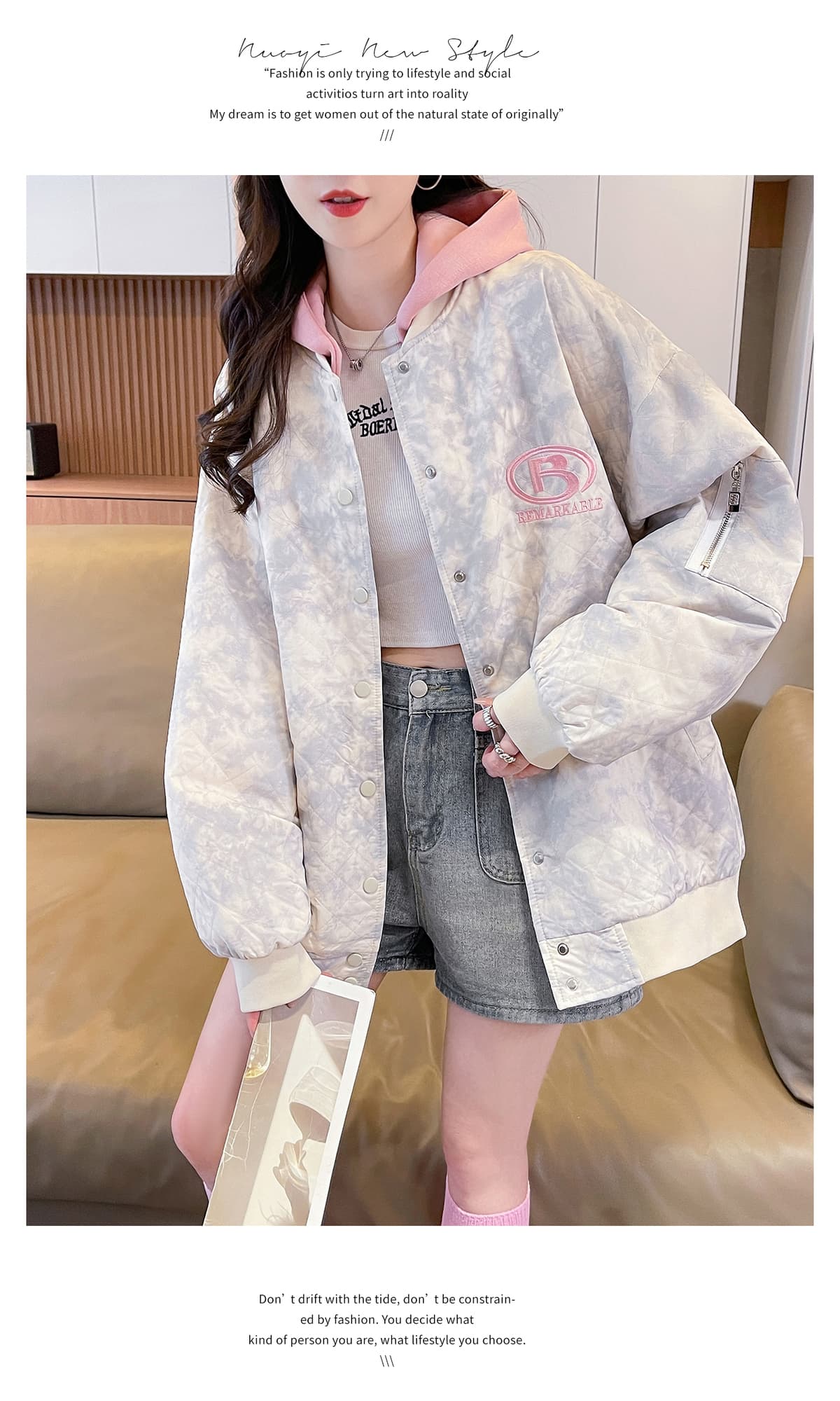 실사 962# 가을 의상 재킷 2026 새로운 추석 겨울 의류 후드 오픈 가디건 소녀 루즈핏 두꺼운 외국 가스 맨위 상세 이미지 12