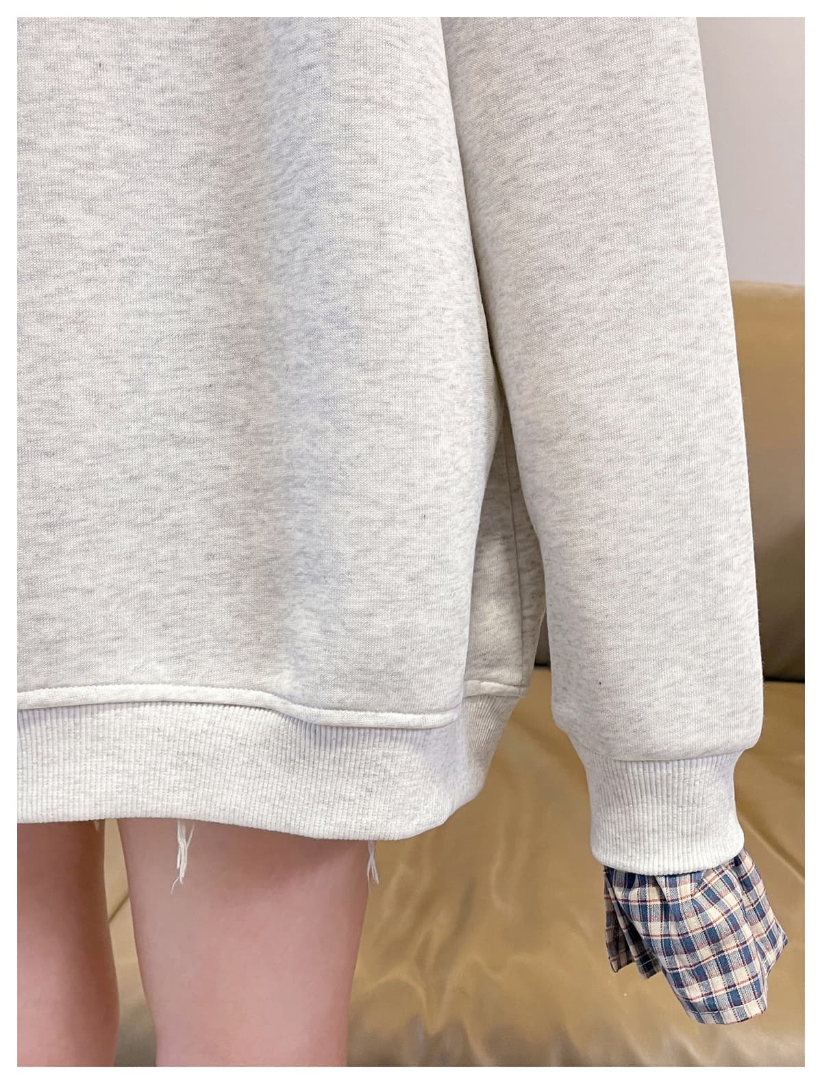 실사 페이크 레이어드 POLO 칼라 후드티 여성 초기 고등학생 2026 새로운 루즈핏 학원 스타일 긴팔 맨위 상세 이미지 14