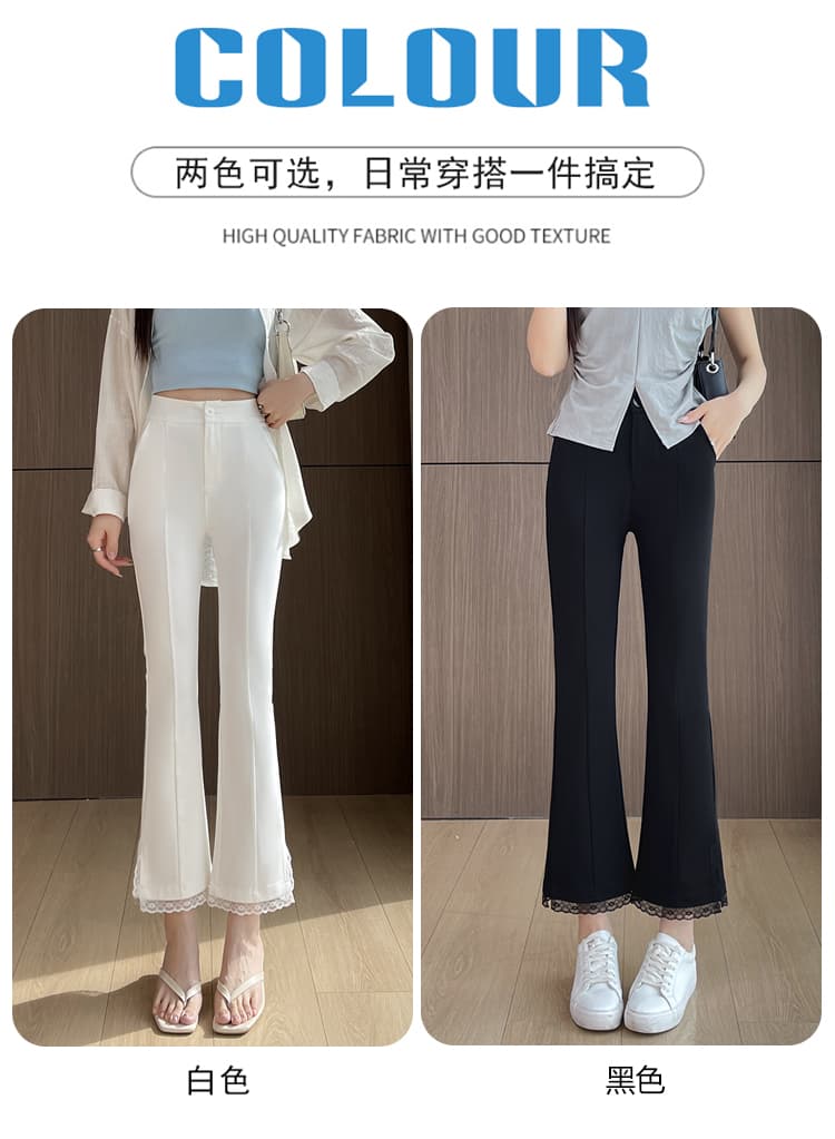 실사 화이트 레이스 조각 바지 부츠컷 바지 여성 여름 섹션 아메리칸 레트로 작은 키 여덟 9 포인트 나팔 바지 상세 이미지 31