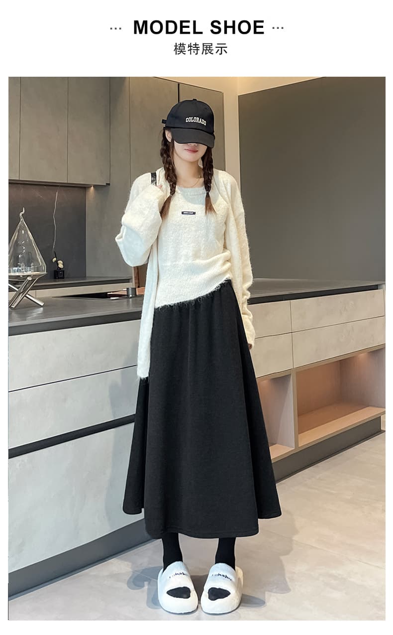 플리츠 A라인 스커트 여성 2026 가을 겨울 새로운 학원 스타일 슬림해 보이는 하이웨이스트 양모 반신 스커트 빅 사이즈 중간 길이 치마 상세 이미지 22