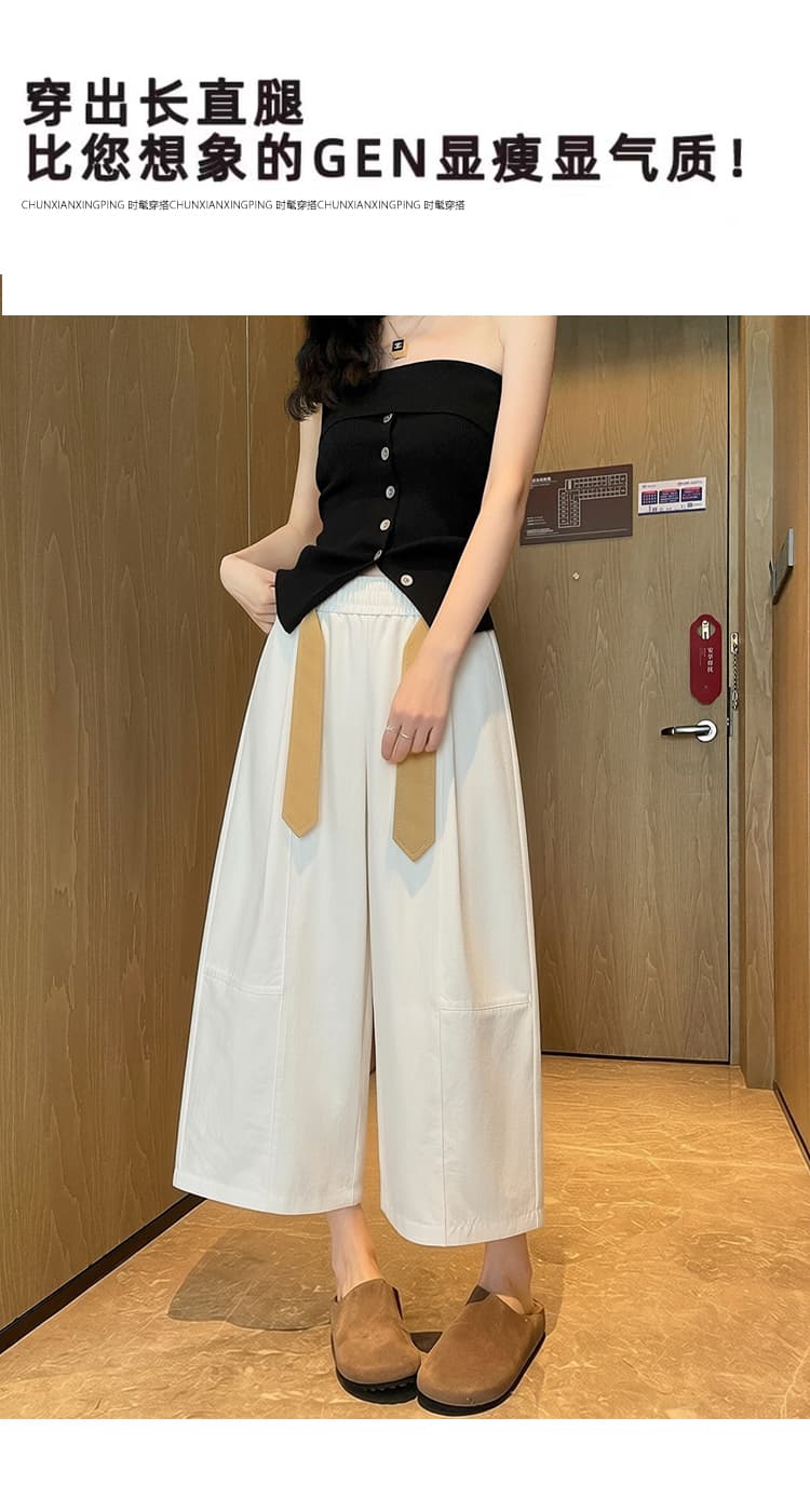 여름 일본식 서있는 질량 센스 카람 볼라 바지 작은 키 9부 바지 풍선 산소 센스 여성 체크무늬 야마모토 와이드 레그 팬츠 상세 이미지 8