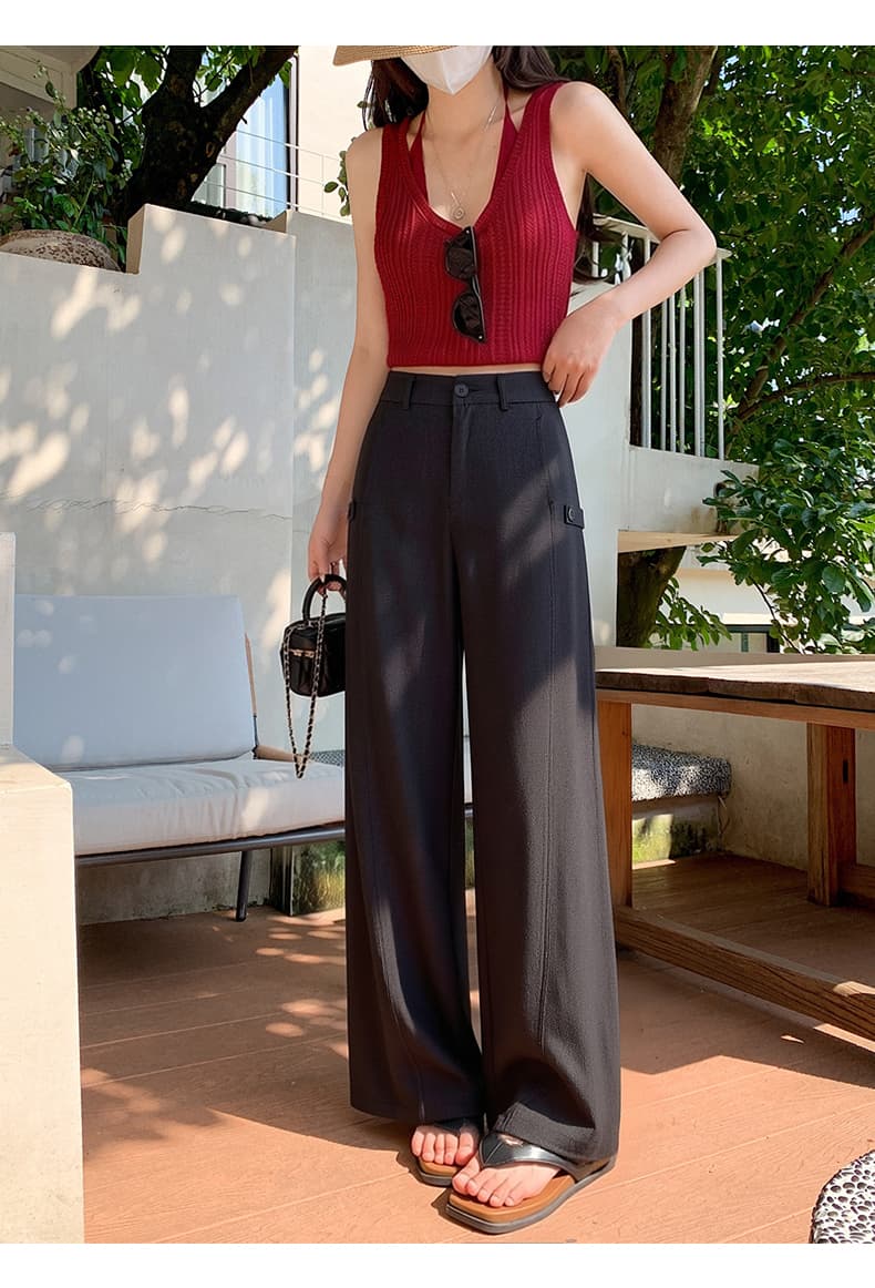 주간 실크 청바지 여성용 바지 여름 얇은 스타일 하이웨이스트 도루 센스 넓은 다리 루즈핏 좁은 에디션 작은 키 얼음 실크 스트레이트 팬츠 상세 이미지 35