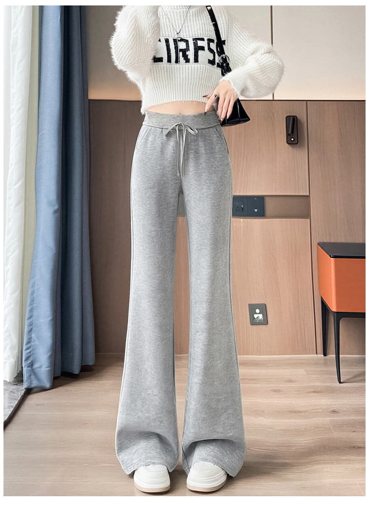 부츠컷 운동 바지 여성 가을 겨울 새로운 하이웨이스트 부드러운 찹쌀 니트 빅 사이즈 웨이 바지 슬림해 보이는 캐주얼 호스 슈 나팔 바지 상세 이미지 26