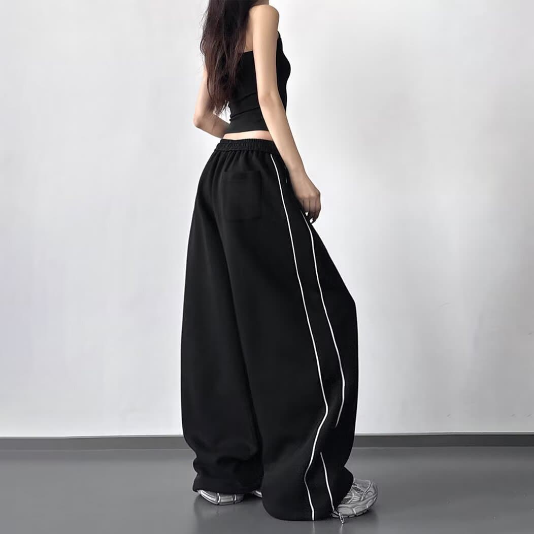 와이드 레깅스 바지 2026 봄 가을 새로운 루즈핏 슬림해 보이는 펌프 로프 운동 바지 도루 센스 캐주얼 느긋한 바람 롱 바지 상세 이미지 3