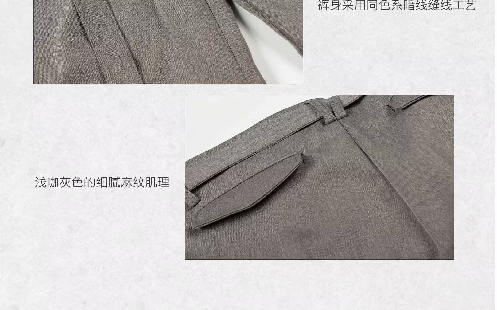 아메리칸 레트로 명중 Pleat 벨트 루즈핏 넓은 다리 모통이 칼 캐주얼 바지 여성 출퇴근 슬림해 보이는 다용도 스트레이트 도루 센스 바지 상세 이미지 5
