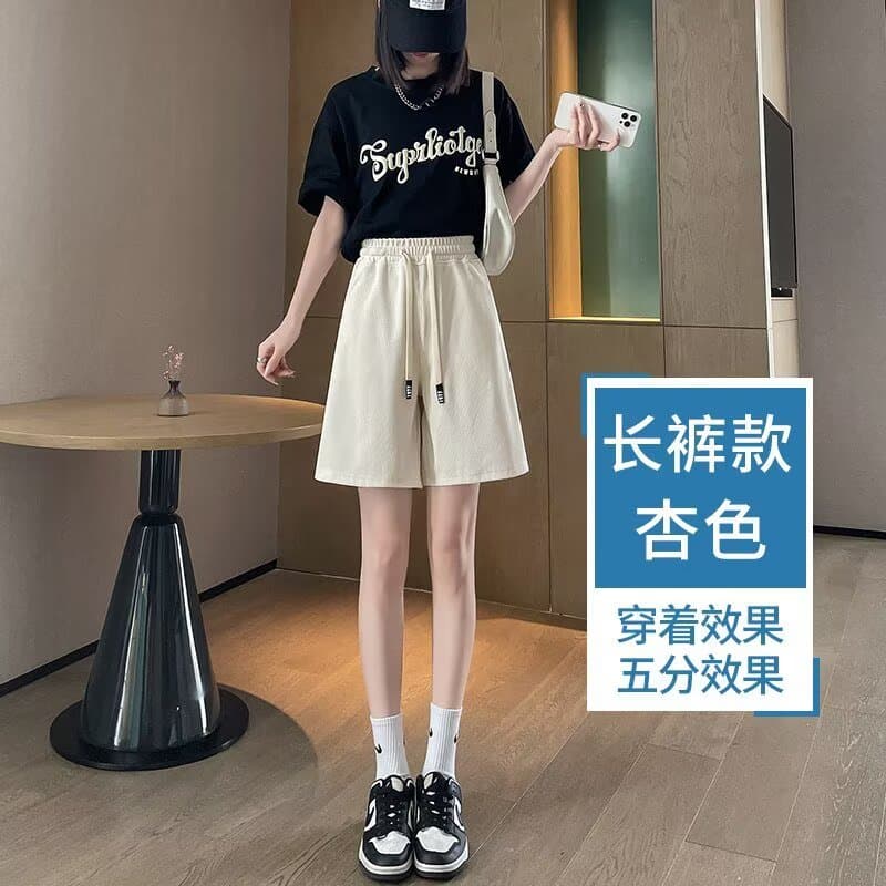 자이언트 디스플레이 화이트 얼음 실크 반바지 여성 여름 새로운 한 부서 루즈핏 통기성 차가운 센스 오부 바지 여성 의류 캐주얼 바지 상세 이미지 12