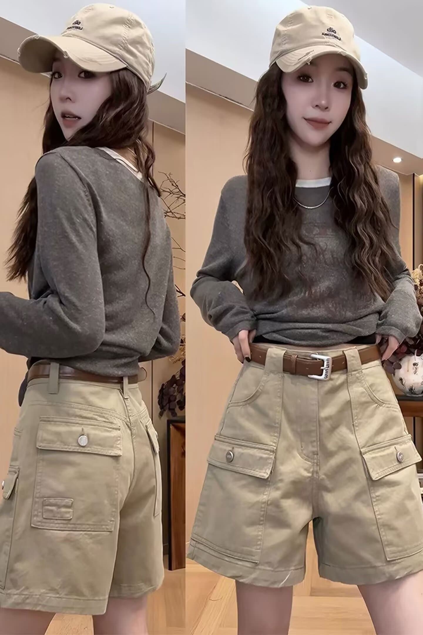 아메리칸 하이웨이스트 워크웨어 데님 반바지 여성 여름 2026 새로운 디자인 센스 작은 대중 한 마디 다용도 넓은 다리 핫 바지 상세 이미지 6