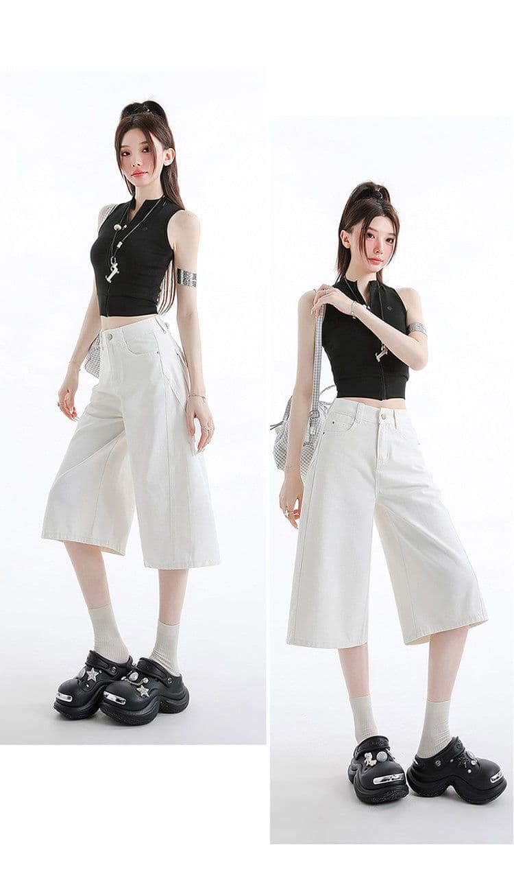 하라주쿠 스타일 ins 바람 하이웨이스트 데님 7부 바지 여성 봄 여름 새로운 루즈핏 슬림해 보이는 패션 스트레이트 7부 바지 상세 이미지 11