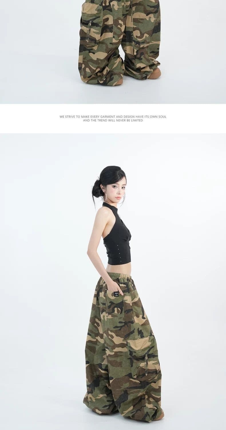 스트리트 댄스 조수 브랜드 오리지널 마 오래된 학교 가방 카모플라주 바지 웃음 하 높음 거리 핫걸 슬림해 보이는 루즈핏 에디션 상세 이미지 7
