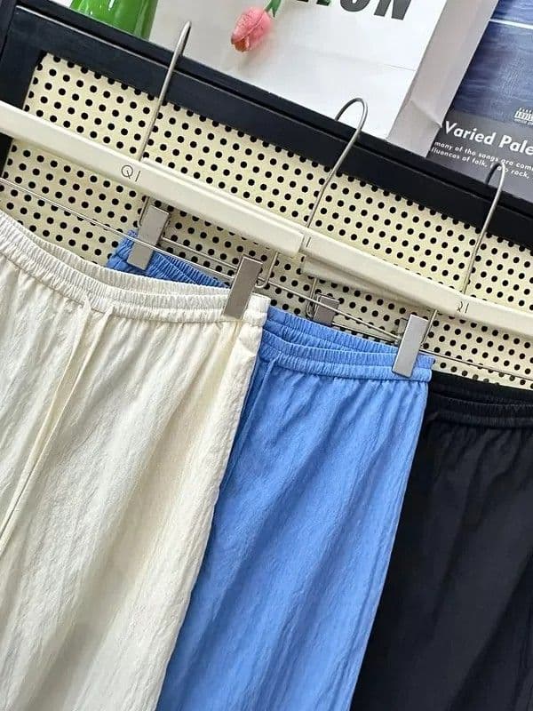 톰 글 래 원인 블루 와이드 레깅스 바지 여름 한 부서 도루 센스 느긋한 스트레이트 긴 바지 캐주얼 굴곡 바지 작은 키 이미지 3