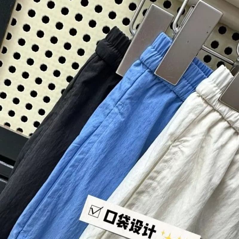 톰 글 래 원인 블루 와이드 레깅스 바지 여름 한 부서 도루 센스 느긋한 스트레이트 긴 바지 캐주얼 굴곡 바지 작은 키 이미지 5