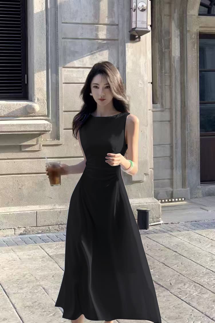 프랑스식 품격 미니멀리즘 높음 지혜 센스 화이트 드레스 관대 한 점잖은 디자인 센스 허리 수축 한 마디 롱 스커트 여름 섹션 상세 이미지 4