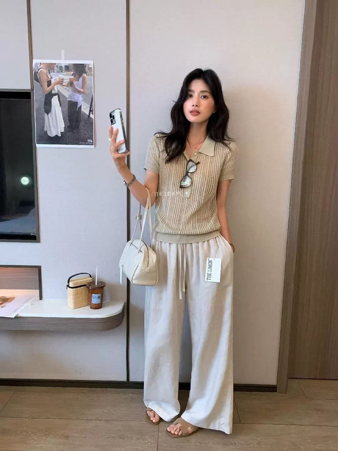 the lemon 열세 개 여성 의류 여름 한 부서 높음 지혜 오래된 돈 POLO 칼라 구덩이 기사 반팔 니트 스웨터 맨위 상세 이미지 11
