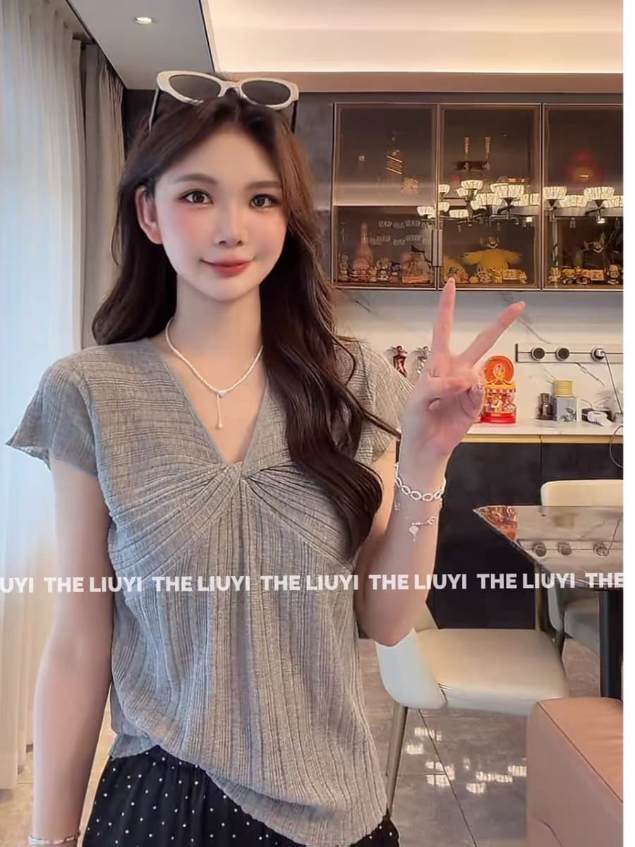 liuyi 작은 청신 여름 차가운 센스 얼음 실크 니트 매듭 슬림해 보이는 맨위 x01 상세 이미지 4