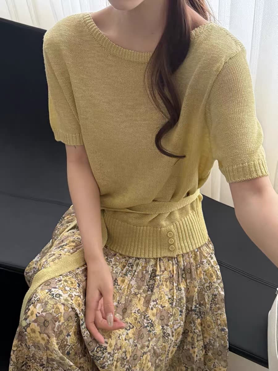 레트로 리본 행침 목 얼음 실크 니트 스웨터 여성 유럽 역 2026 여름 드레스 새로운 유럽 상품 여성 의류 작은 셔츠 트렌디 mn 상세 이미지 12