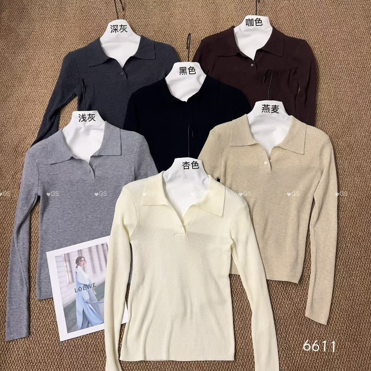 2026 가을 POLO 칼라 양모 니트 긴 소매 티셔츠 기본 셔츠 여성 보온 품격 스웨터 gs 이미지 5