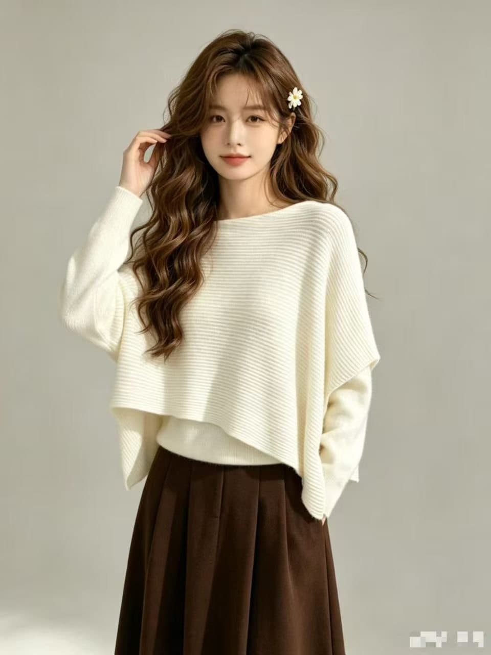 한 부서 느슨함 센스 니트 숄 맨위 이른 가을 루즈핏 긴팔 표지 고기 슬림해 보이는 디스플레이 화이트 다용도 니트 스웨터 hy 상세 이미지 5