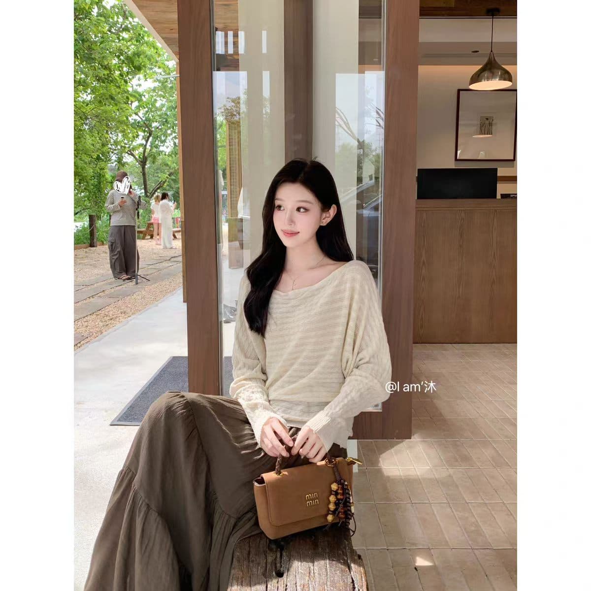 출퇴근 느긋한 바람 보트넥 긴팔 니트 블라우스 여성 루즈핏 다용도 가을 스트라이프 스웨터 인사이드 가져 가라. jx 상세 이미지 1
