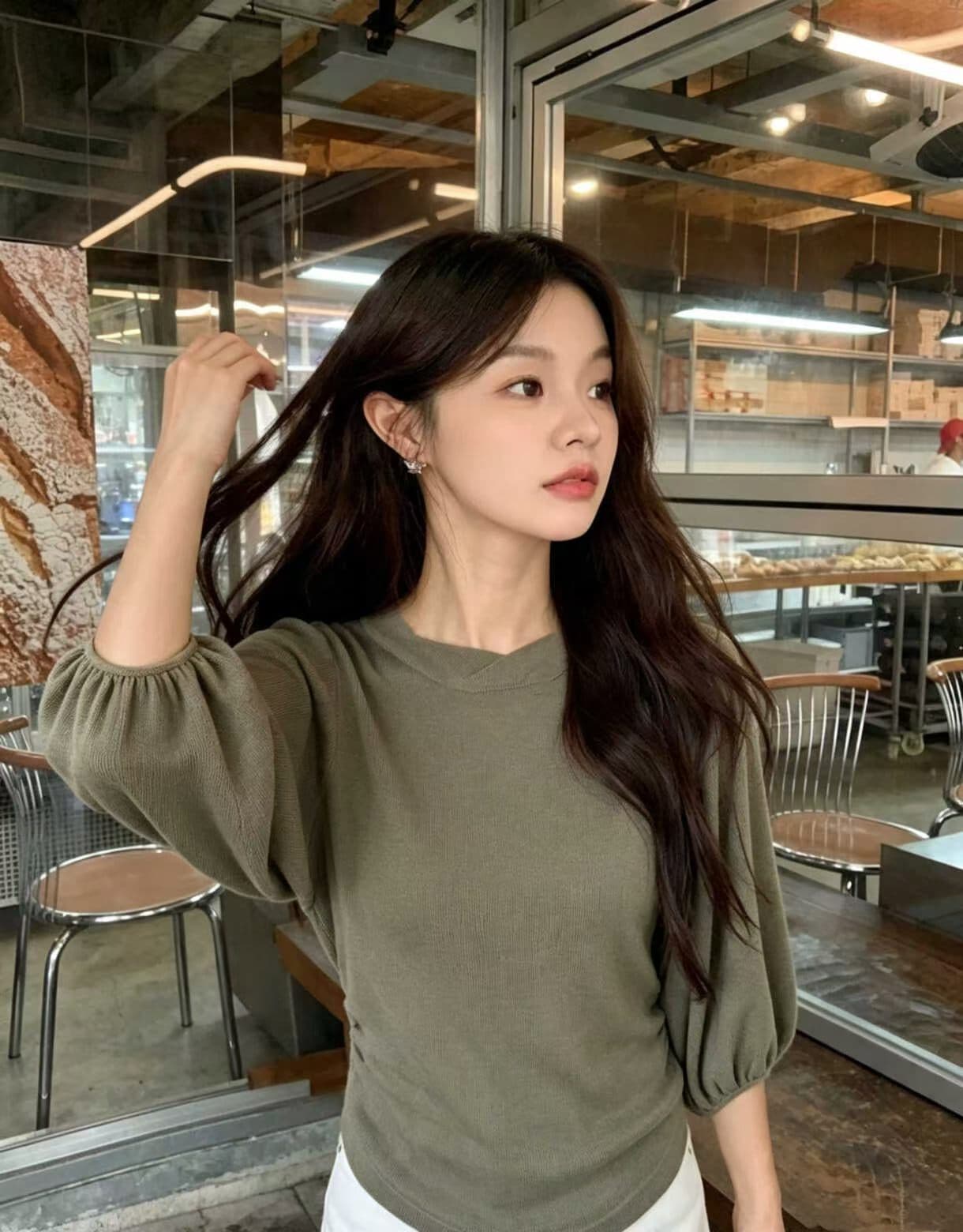 벌룬 소매 쇼트 스타일 중간 소매 니트 스웨터 여성 2026 이른 가을 프랑스식 루즈핏 Chic 아름다운 니트 맨위 xj 상세 이미지 10