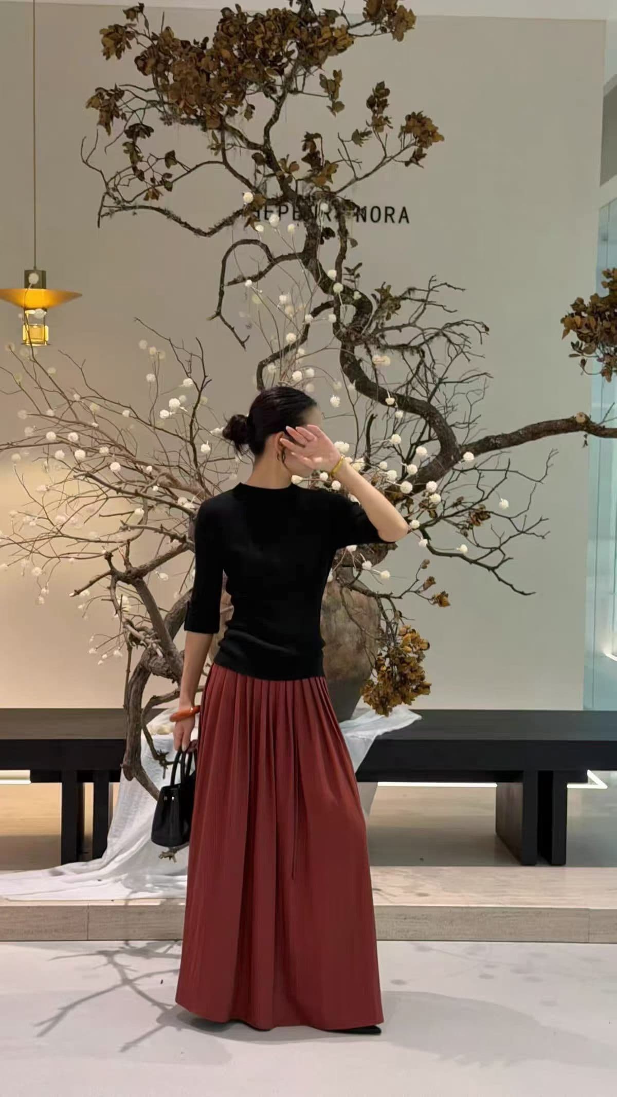 그는 벤 반하이넥 5 점 소매 짠 셔츠 여성 가을 프랑스식 신축성 몸매 가꾸기 슬림해 보이는 만나는 맨위 dj 이미지 3