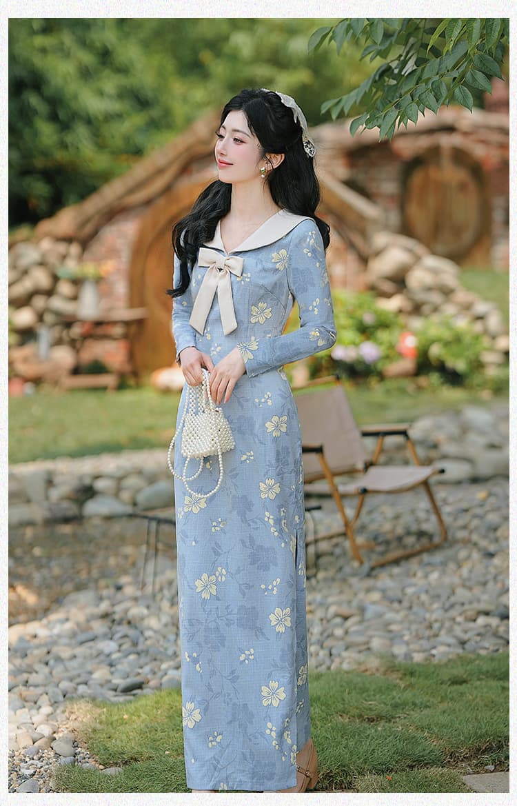 언어 그리스어 실사 베이비 칼라 반팔 드레스 작은 청신 일상 웨어러블 통제 가격 40 상세 이미지 19