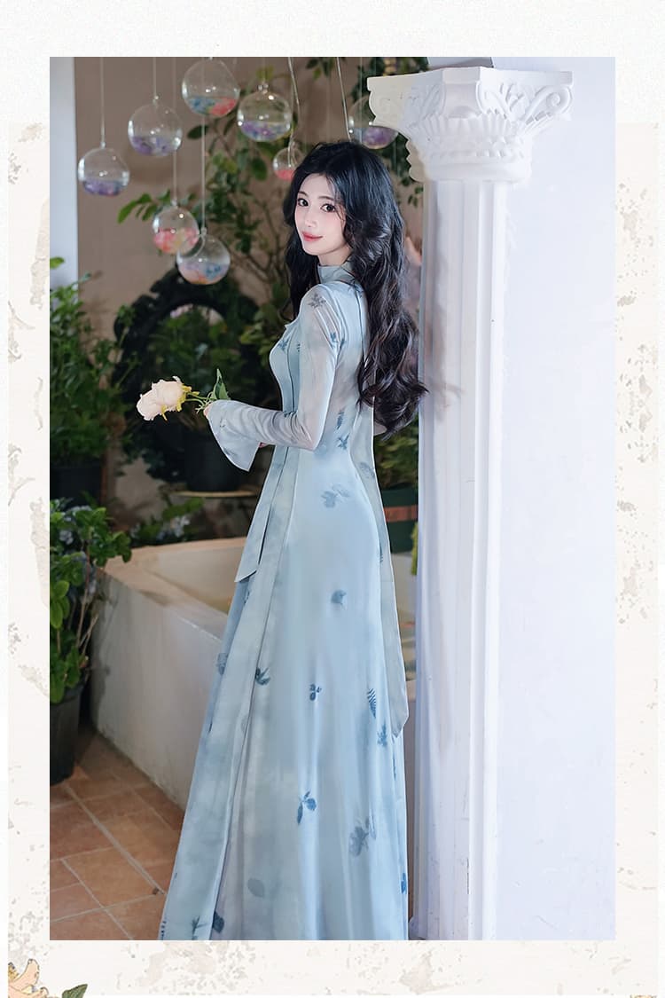 언어 그리스어 진짜 사진 찍기 새로운 신선함 품격 블루 라임 남쪽 법 레트로 슬림해 보이는 몸매 가꾸기 드레스 상세 이미지 10