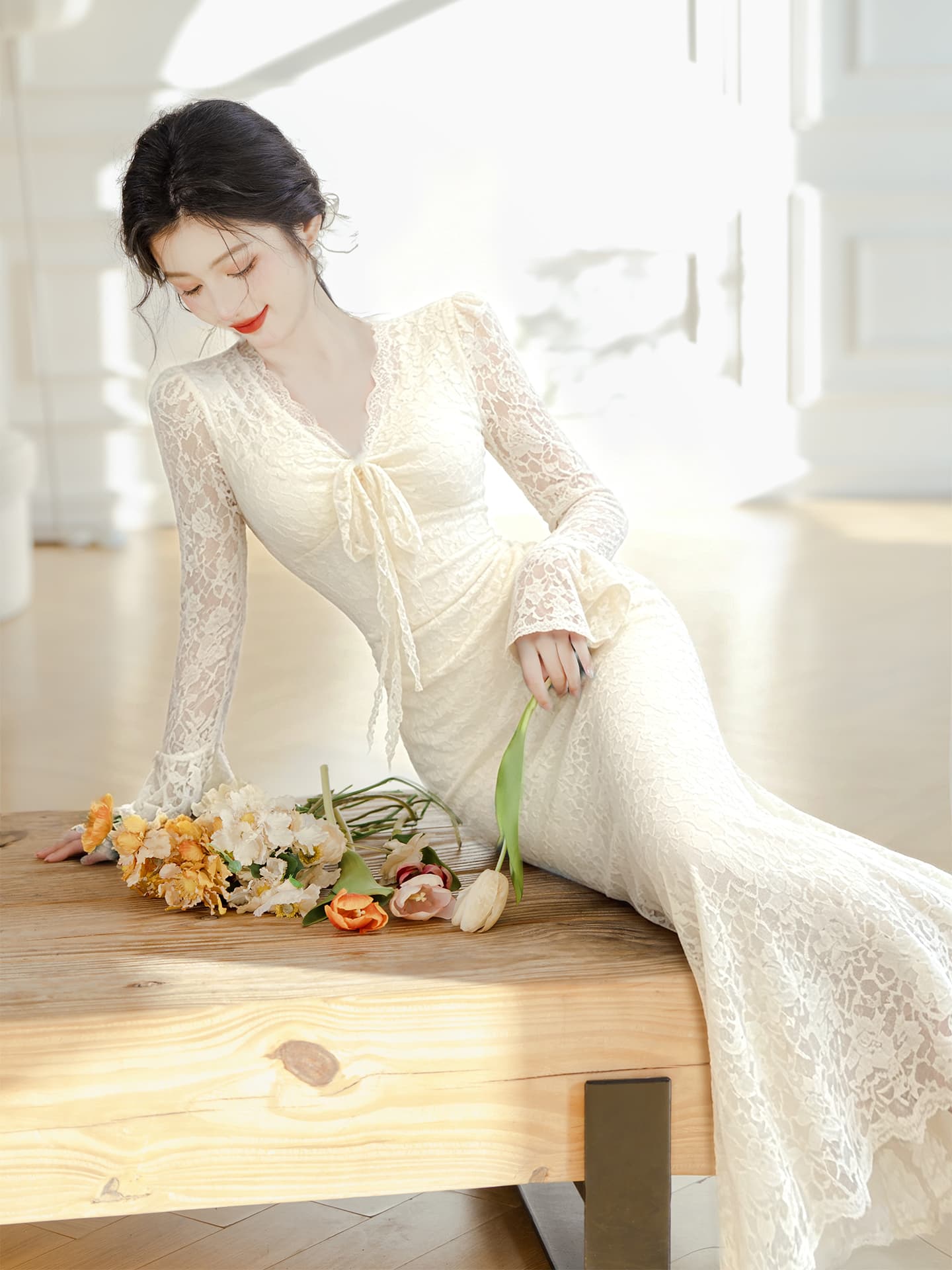 언어 그리스어 진짜 사진 찍기 새로운 레이스 순수한 욕망 바람 드레스