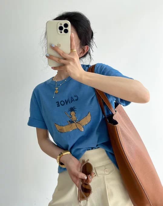 일본식 작은 대중 비싼 카드 자이언트 자이언트 자이언트 디스플레이 화이트 ~ 중 파란색 손 사 가게 동기화 대나무 마디 면 반팔 티셔츠 여성