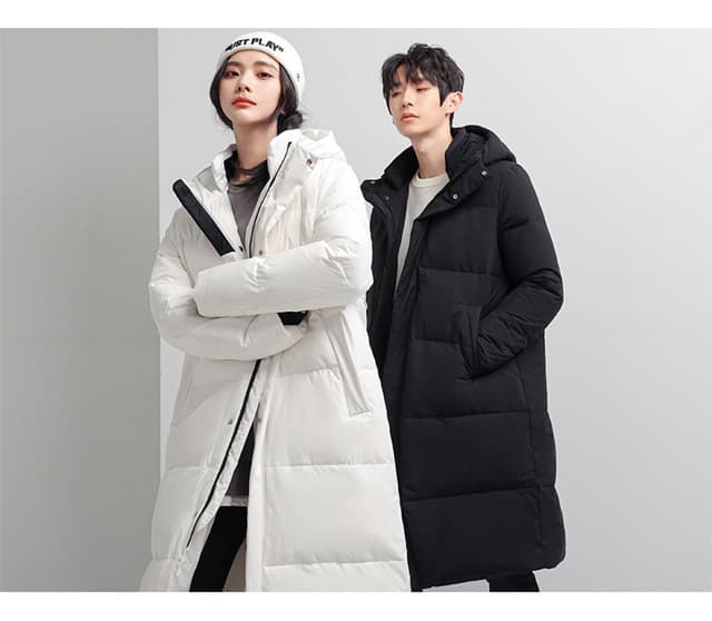 단색 다운 재킷 패션 폭발 두꺼운 커플 섹션 롱 코트 다운 재킷 패션 다용도 방한 재킷 상세 이미지 9