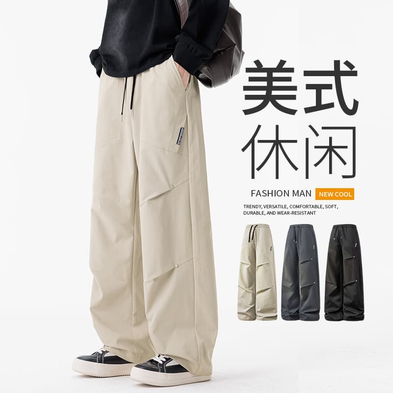 새로운 아메리칸 캐주얼 바지 남성 얇은 스타일 조수 브랜드 워크웨어 바지 남성 스트레이트 캐주얼 긴 바지 이미지 2