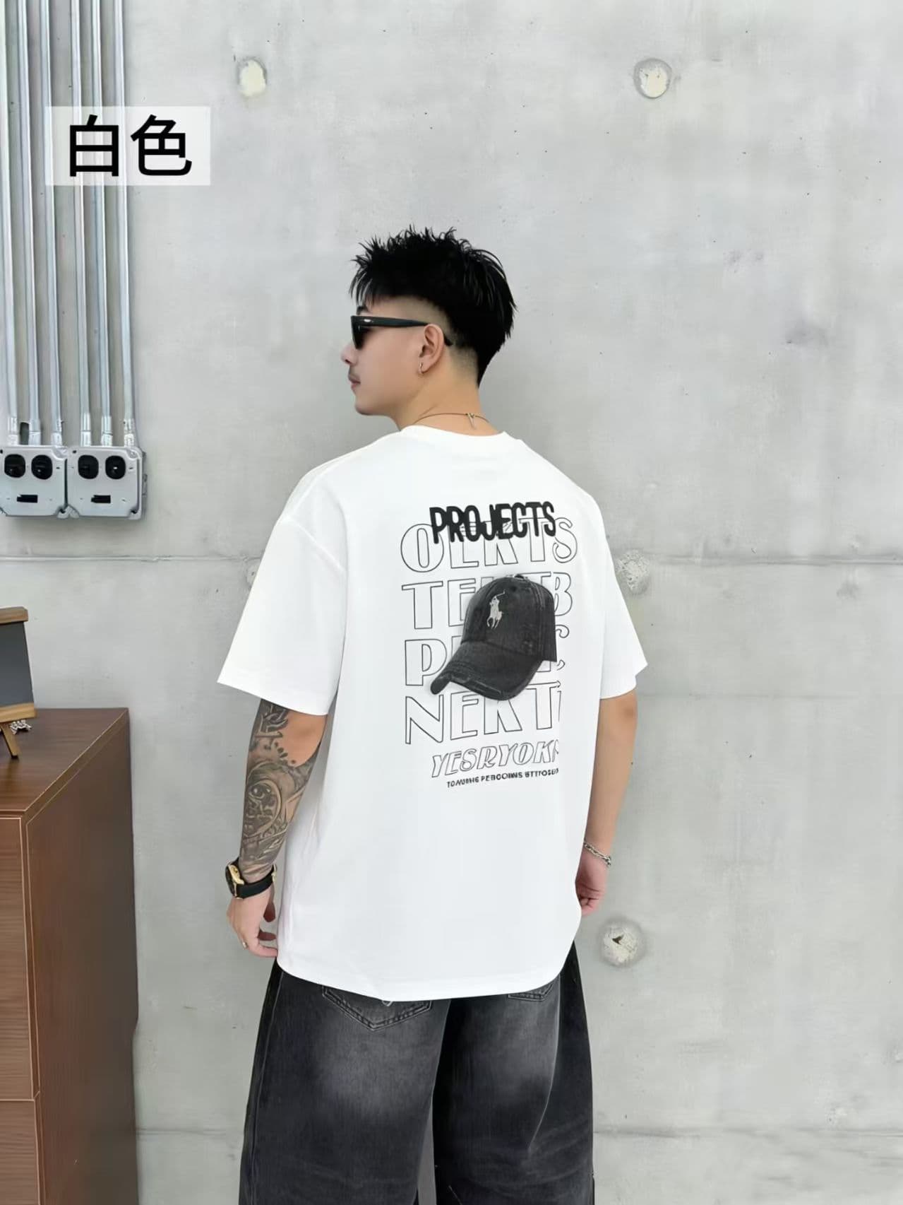 새로운 높은 품질 프로 피부 면 소재 청소년 양면 프린트 트렌디 에디션 로마 실광택 코튼 캐주얼 루즈핏 티셔츠 상세 이미지 8
