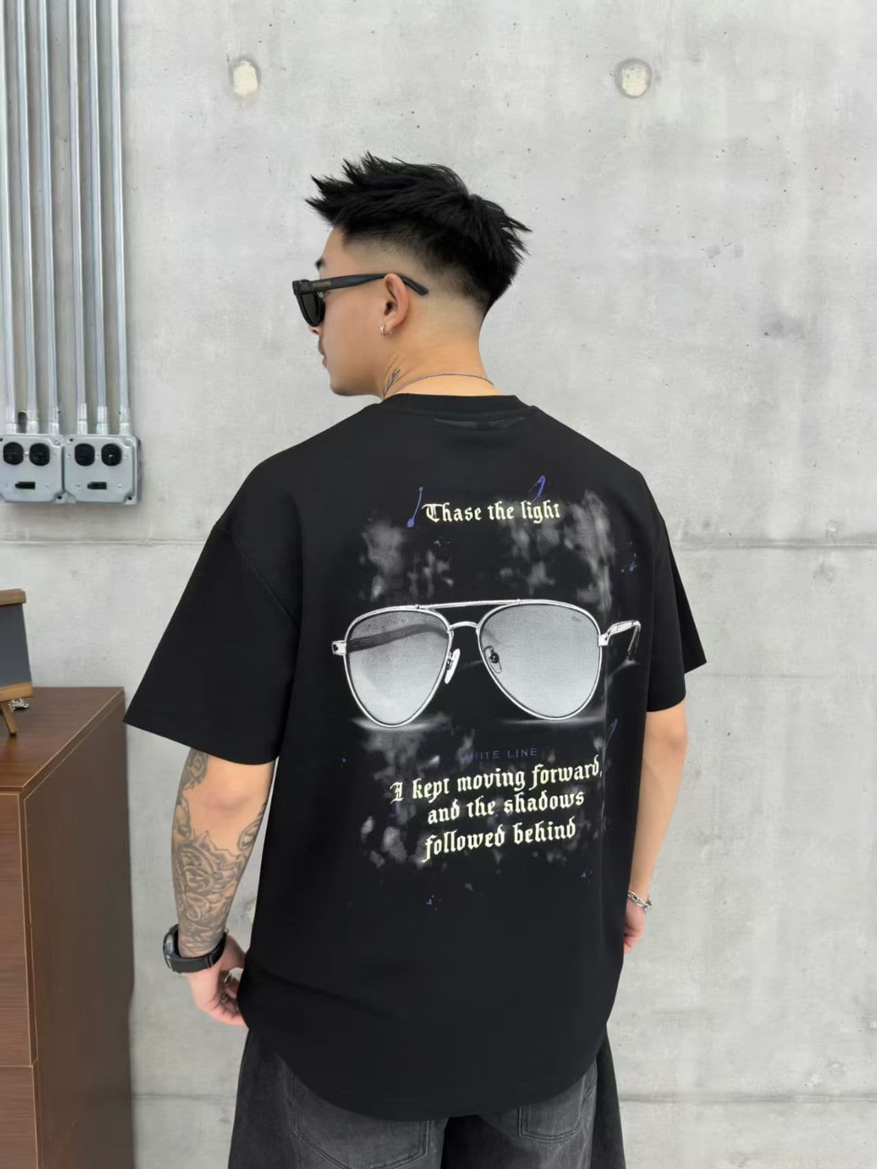 새로운 높은 품질 프로 피부 면 소재 청소년 양면 프린트 트렌디 에디션 로마 실광택 코튼 캐주얼 루즈핏 티셔츠