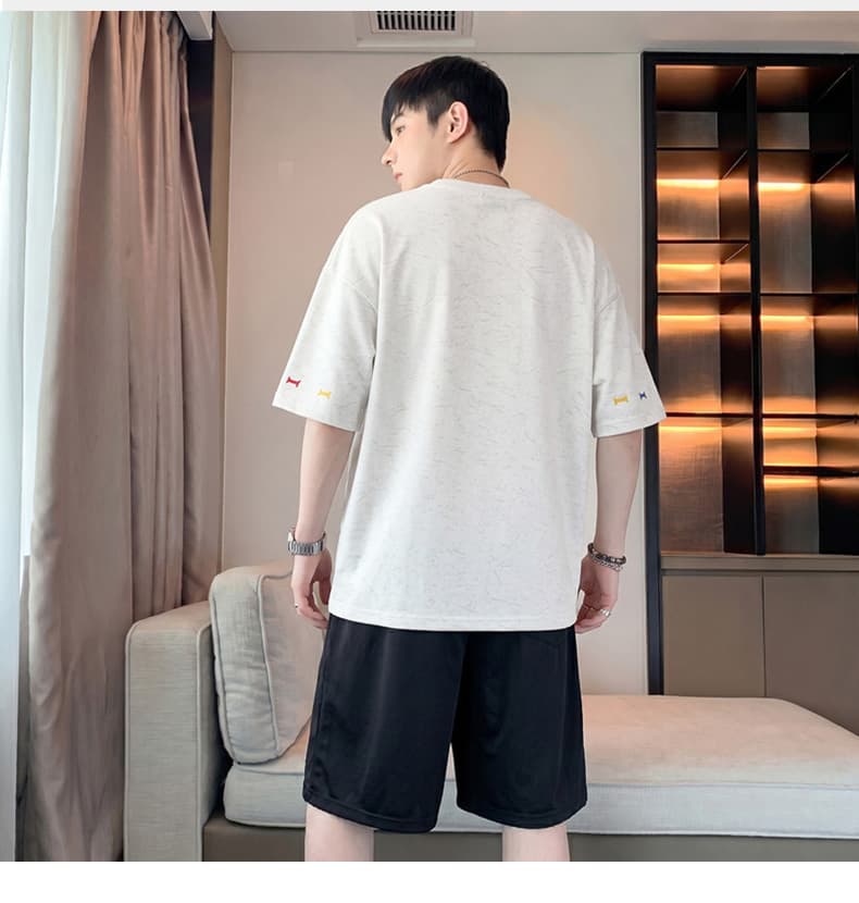 차가운 실크 코튼 7a 항균 2026 새로운 여름 반팔 티셔츠 남자 스포츠 슈트 빅 사이즈 국경 간 m-8xl 세트 상세 이미지 17