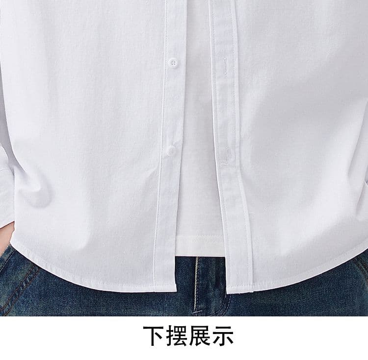 순면 일본식 워시 물 레트로 남성 루즈핏 셔츠 트렌드 품질 긴팔 셔츠 단색 미니멀리즘 다용도 캐주얼 상세 이미지 29