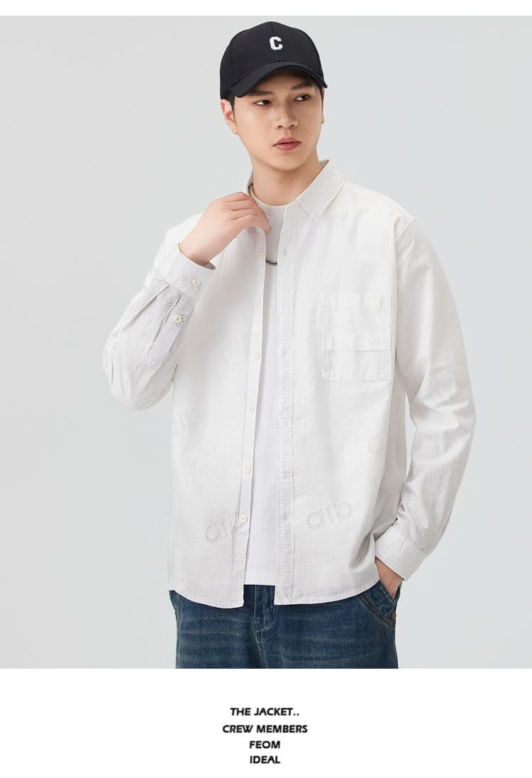 순면 일본식 워시 물 레트로 남성 루즈핏 섹션 셔츠 봄 여름 트렌드 그라데이션 프린트 긴팔 셔츠 품질 상세 이미지 13