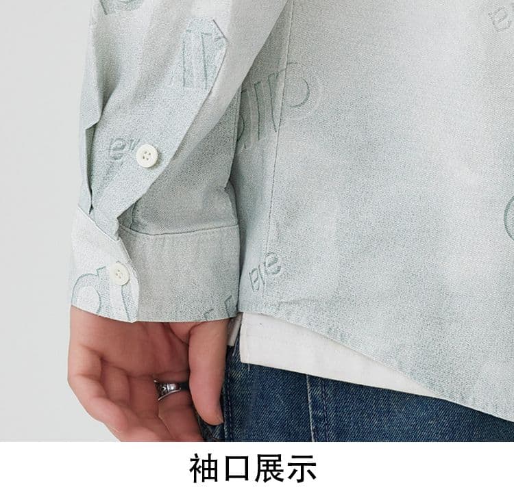 순면 일본식 워시 물 레트로 남성 루즈핏 섹션 셔츠 봄 여름 트렌드 그라데이션 프린트 긴팔 셔츠 품질 상세 이미지 22